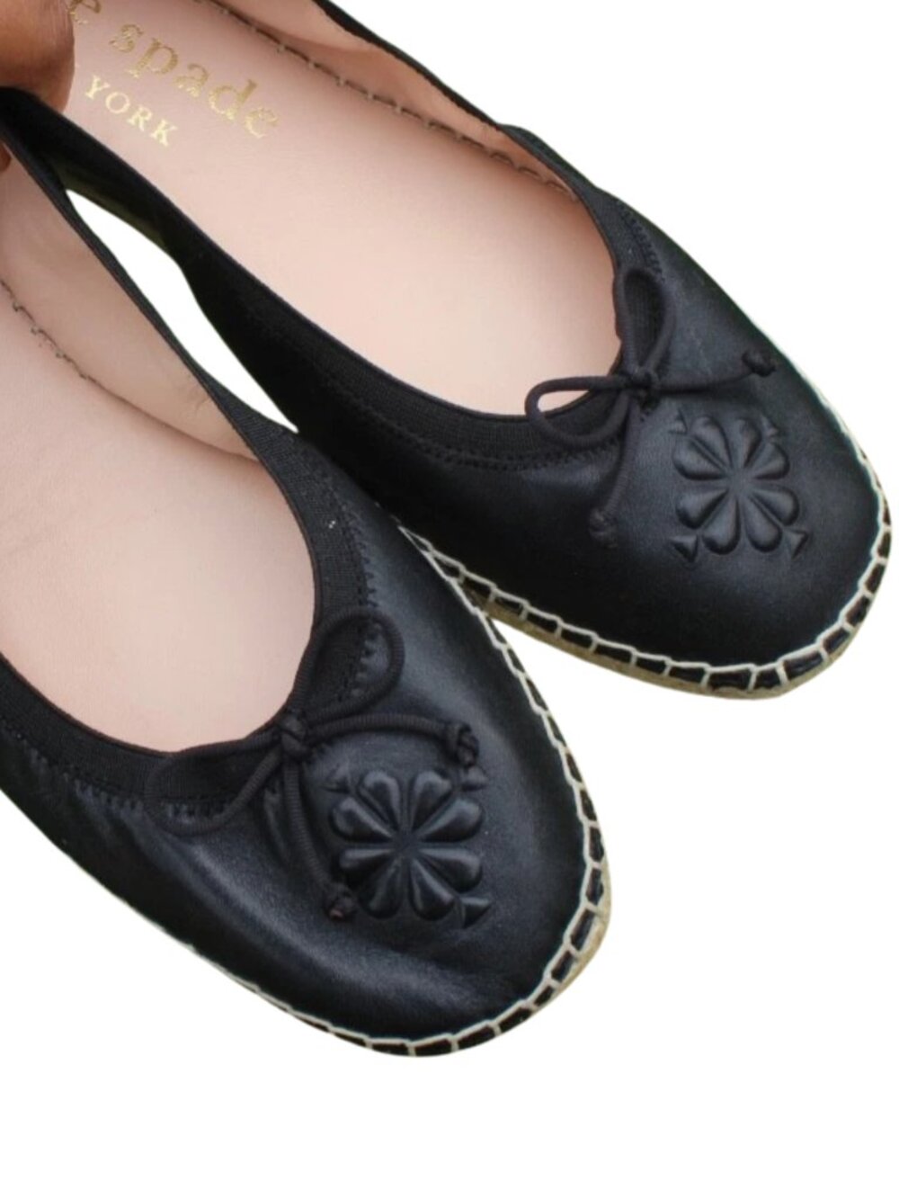 Kate Spade Clubhouse Espadrille Flats – Black Leather – Size 7.5 - Picture 5 of 8